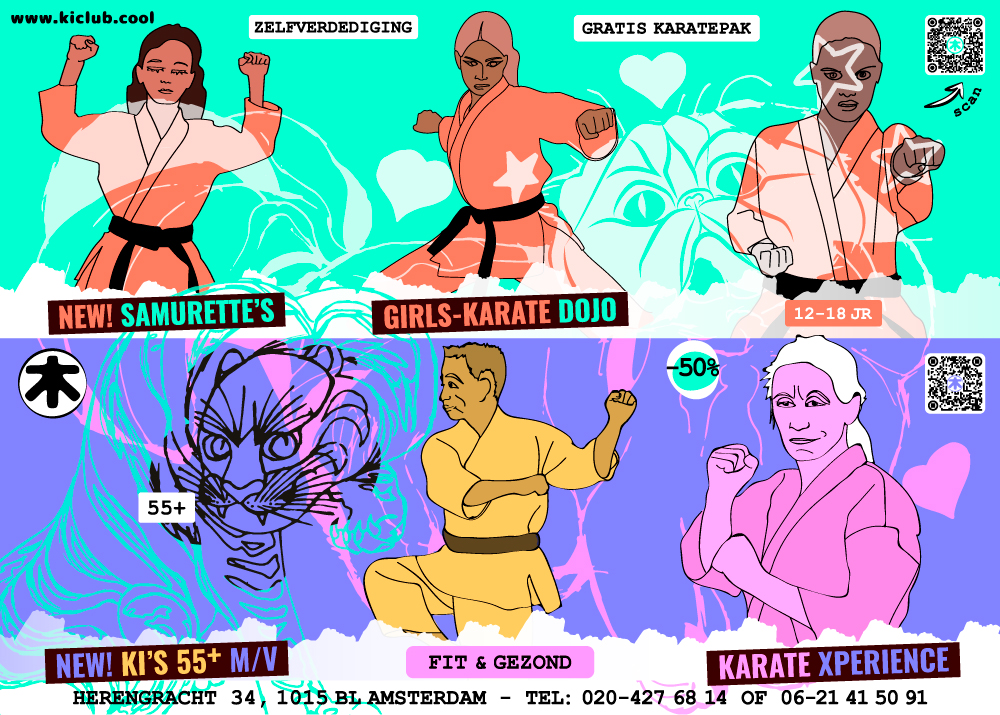 ki club cool karate dojo organiseert Samurette's Girls-Karate Dojo en Ki's 55-plus Karate Xperience. Karate Amsterdam